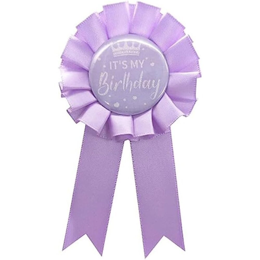 Unique Satin Fabric Birthday Badge Pin with Colorful Rosette Design - 6.3 Inches